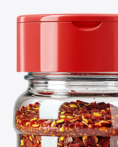 Glass Jar with Chili Pepper Flakes Mockup