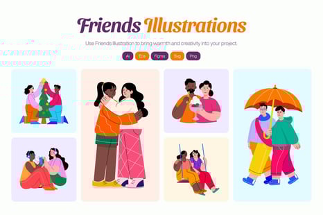 Friends Illustration Art Set - Creative Store