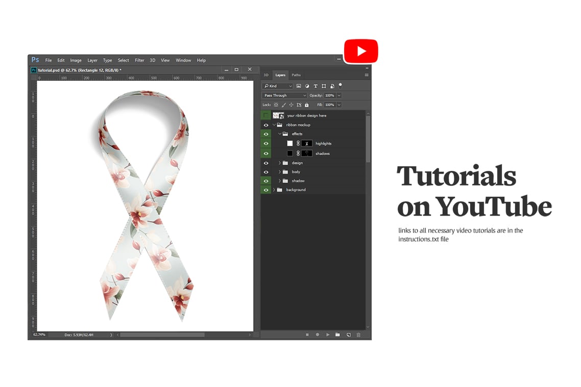 Wrapped Silk Ribbon Mockup