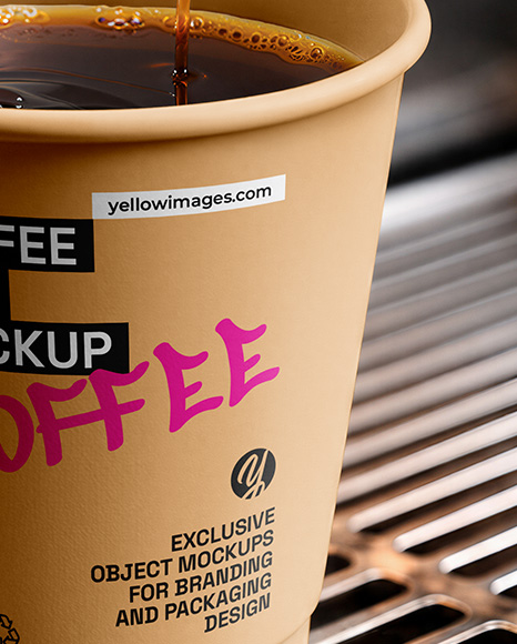Paper Coffee Cup in Coffee Machine Mockup
