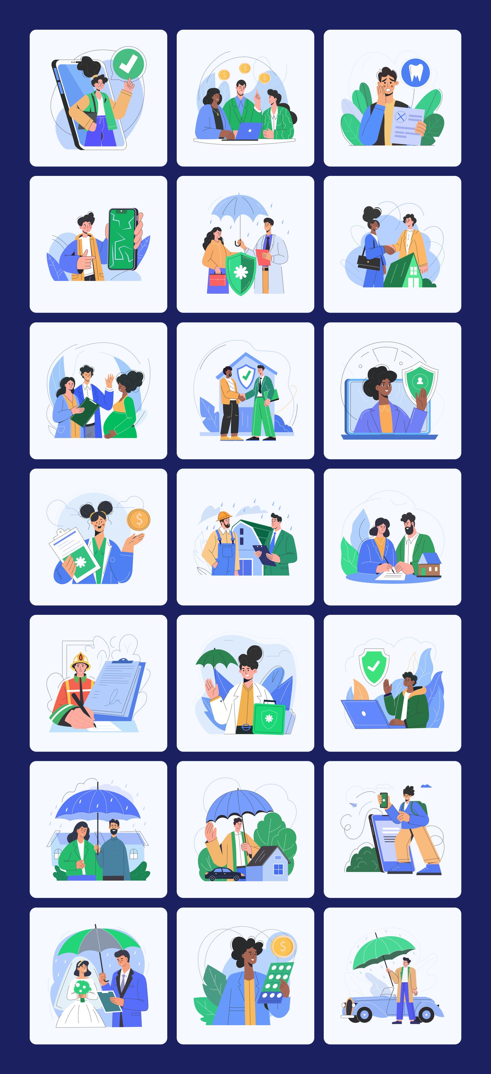 Insurance Illustration Art Set