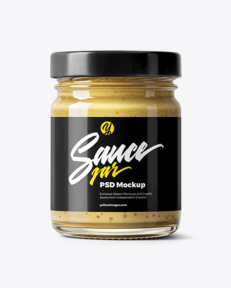 Jar with Dijon Mustard Mockup - Sauce bottle mockup