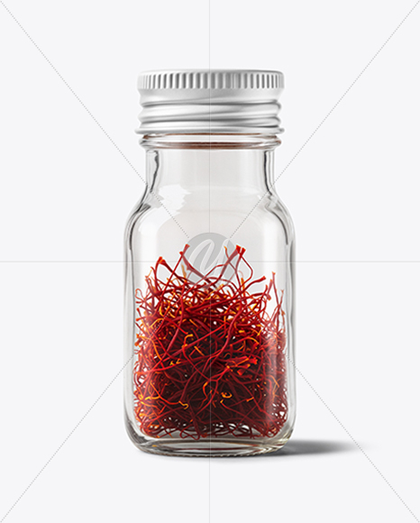 Glass Jar with Saffron Threads Mockup
