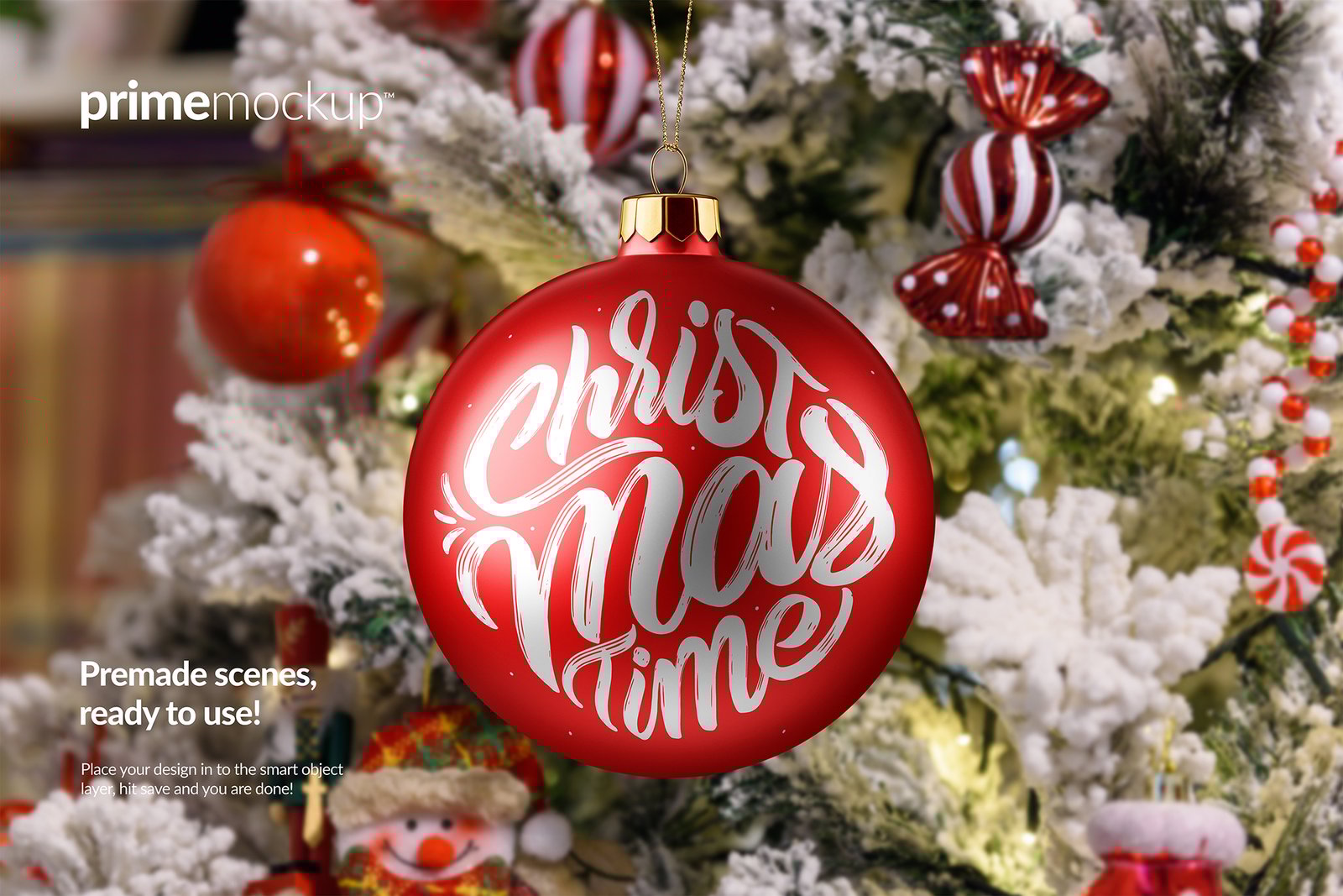 Christmas Ball Ornament Mockup Scene