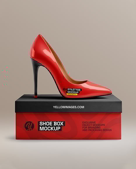 Glossy Stiletto on Shoe Box Mockup