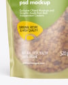 Frosted Stand-Up Pouch w/ Granola Mockup
