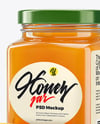 Square Glass Jar with Orange Blossom Honey Mockup