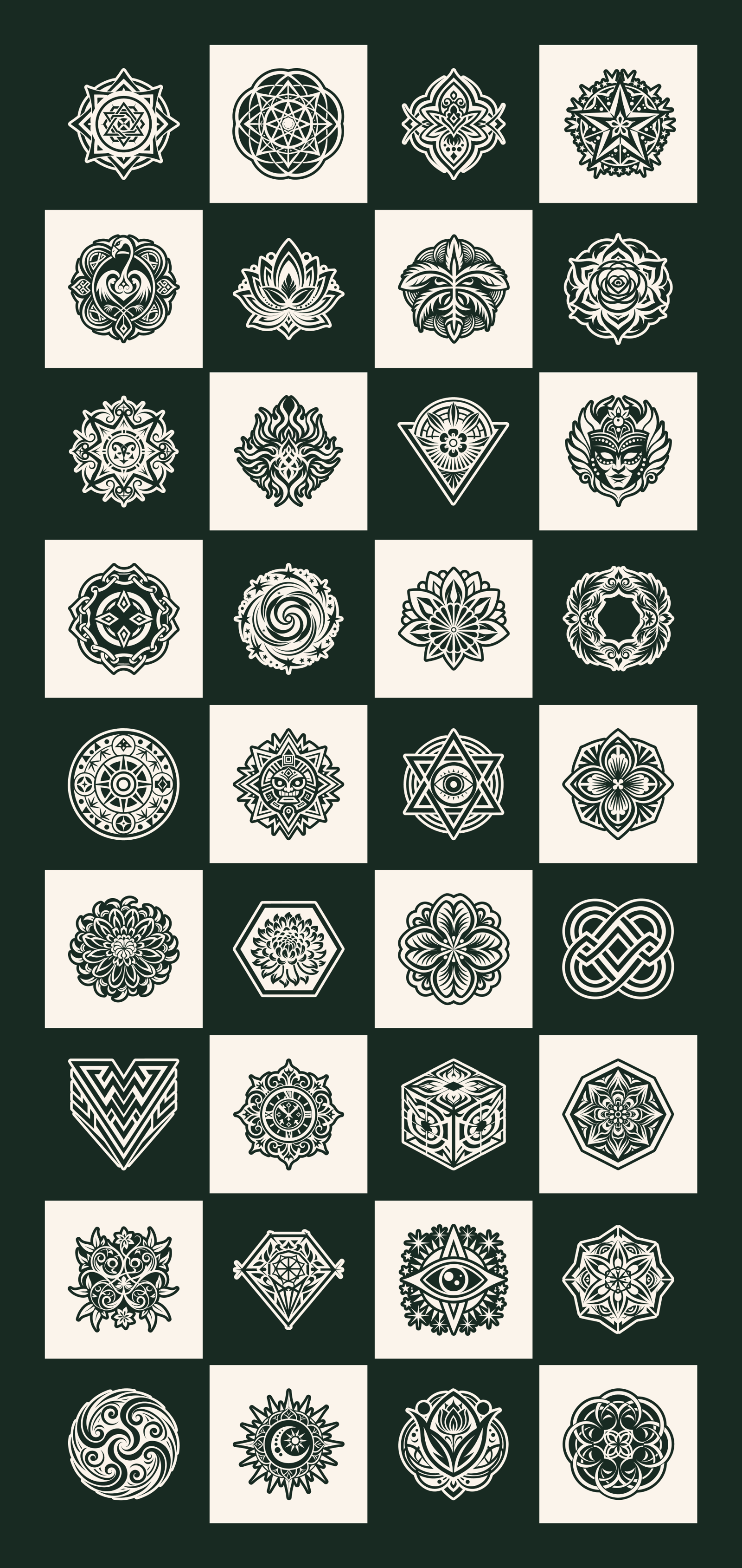 Deco Symbols and Tattoo Art Set