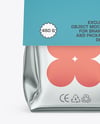 Glossy Metallic Package with Paper Label Mockup