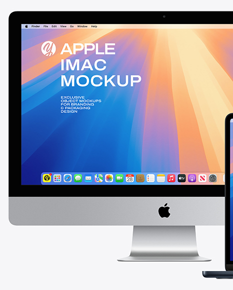 Apple IMac with Macbook Mockup