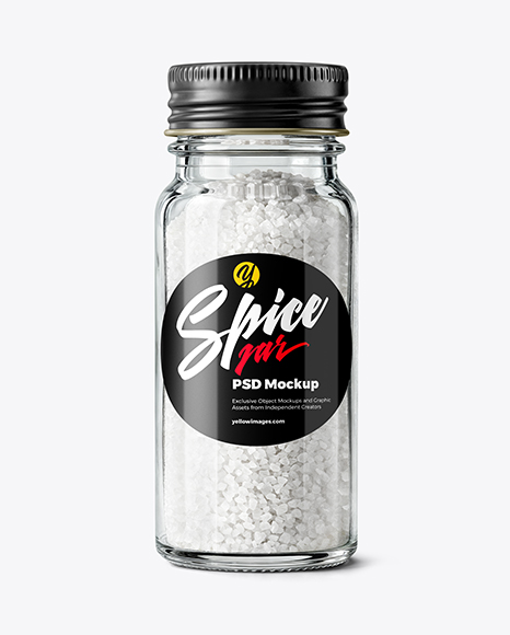 Glass Jar with Coarse Sea Salt Mockup - Realistic mockups