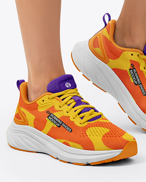 Running Shoes on Women's Legs Mockup