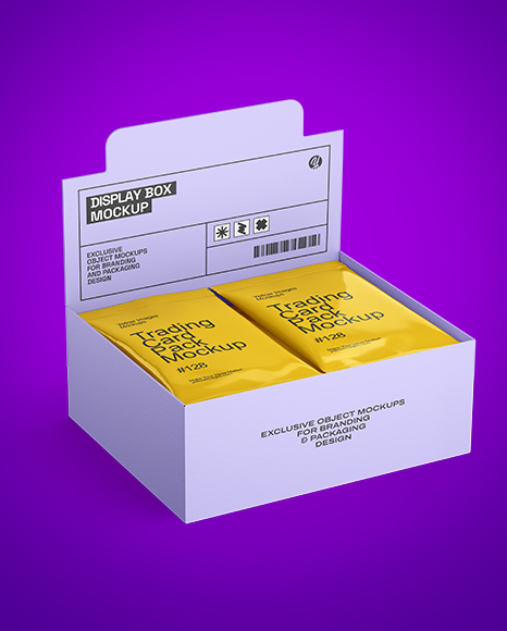 Box with Glossy Trading Card Packs Mockup
