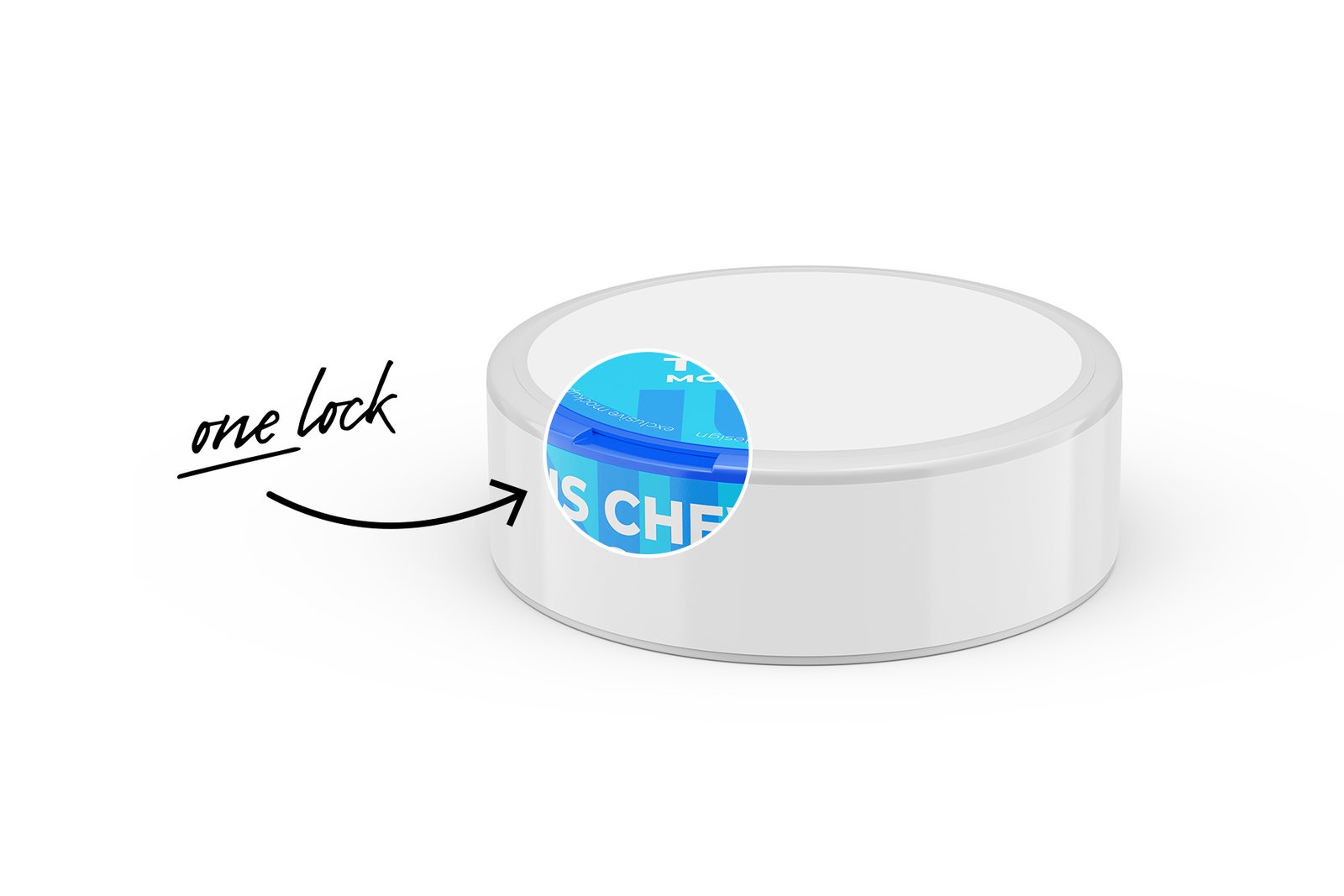Snus Chewing Tobacco Can Mockup. High angle shot. With One Lock