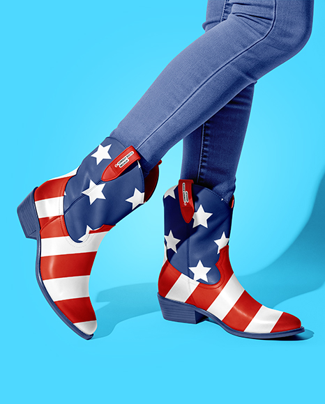 Cowboy Boots on Women's Legs Mockup