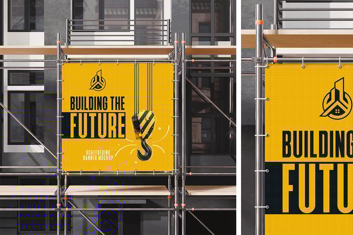 Advertising Scaffolding Banner Mockup