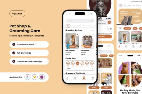 Fuzzy Twon – Pet Grooming App Design Template - Creative Store