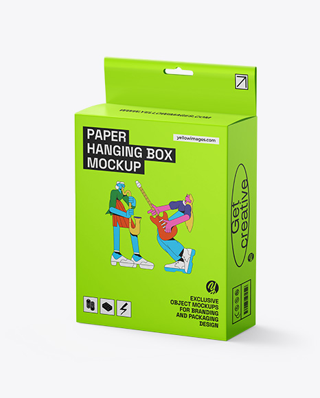 Paper Hanging Box Mockup – Half Side View - Product package mockup