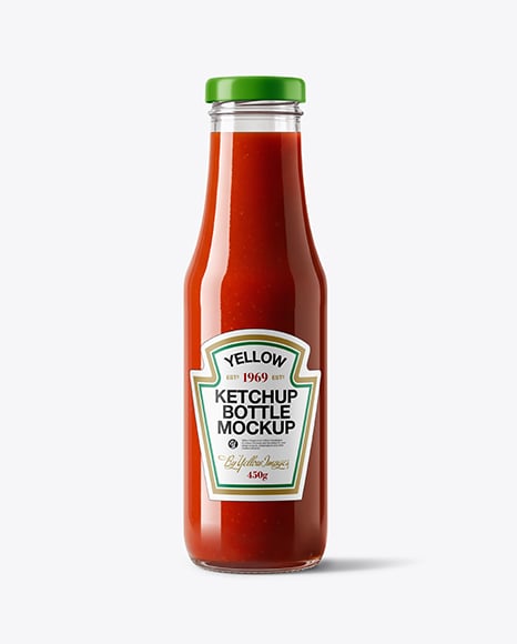 Clear Glass Tomato Ketchup Bottle Mockup - Glass bottle mockup