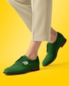 Suede Derby with Trousers on Women's Legs Mockup
