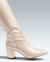 Pair of High-Knee Boots on Women's Legs with Jumper Dress Mockup