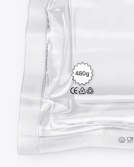 Clear Plastic Flow-Pack with Salmon Fish Fillet Mockup