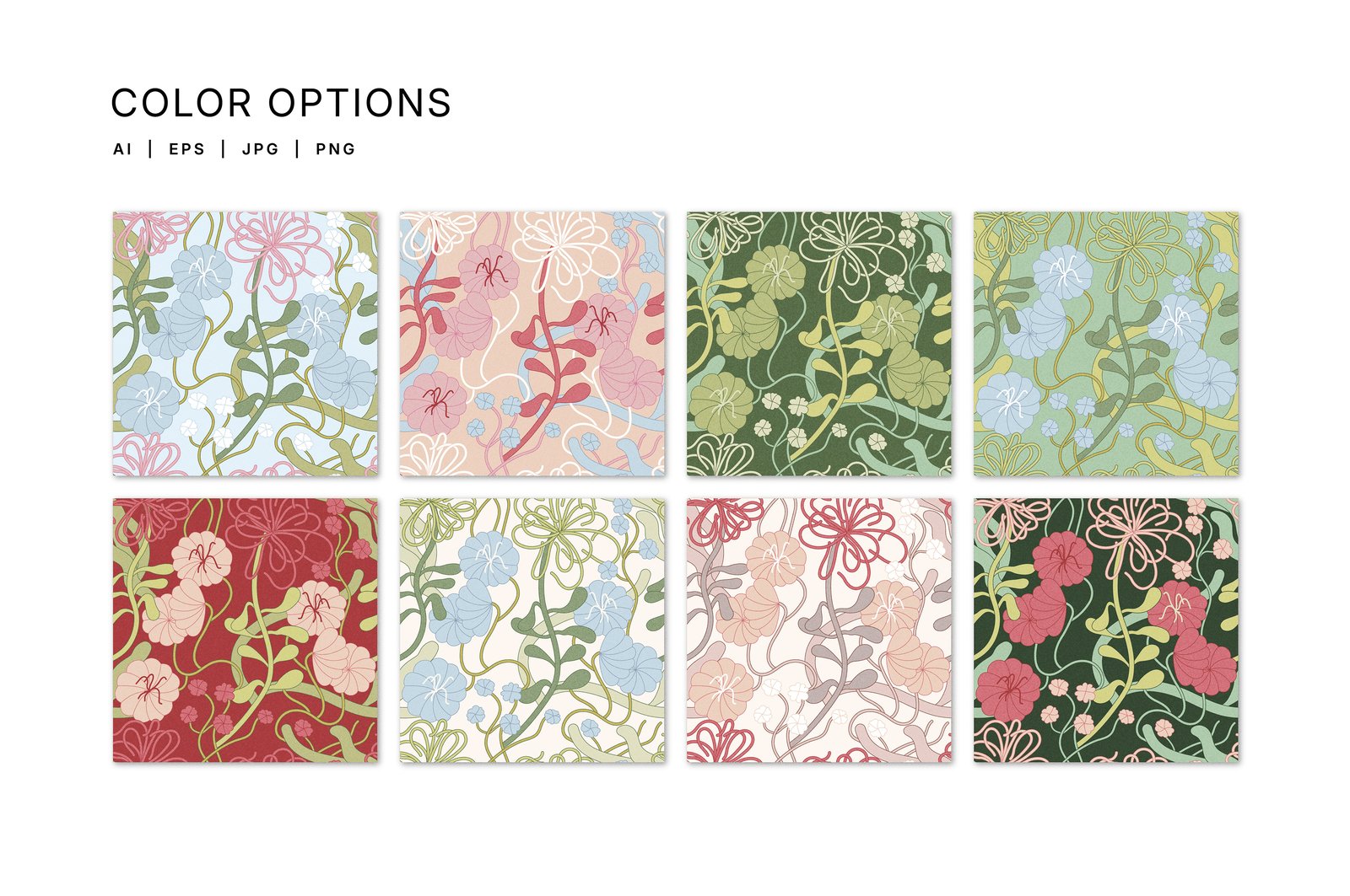 Floral Blossom. Seamless patterns
