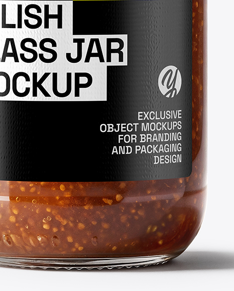 Clear Glass Jar with Sweet Relish Sauce Mockup
