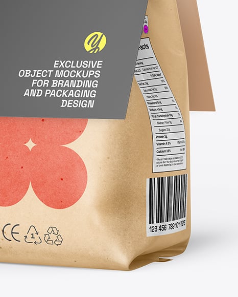 Kraft Package with Paper Label Mockup