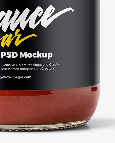 Clear Glass Jar with Pizza Sauce Mockup