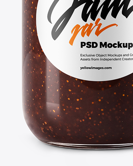 Clear Glass Jar with Fig Jam Mockup