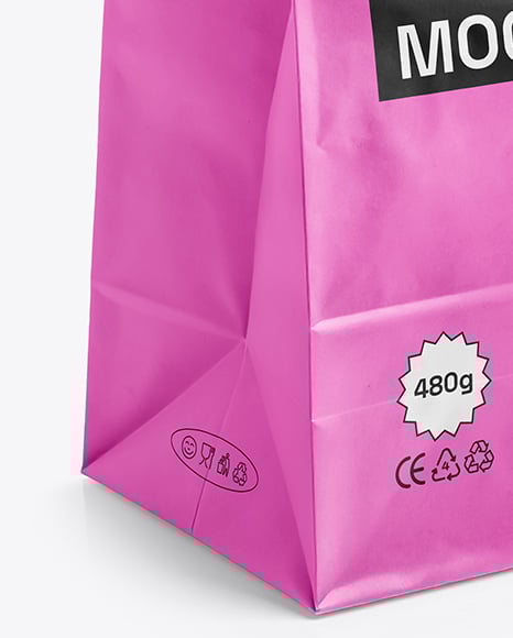 Paper Bag with Sticker Label Mockup