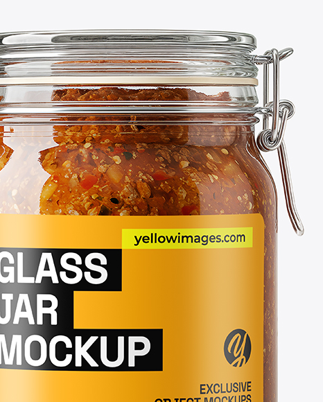 Clear Glass Jar with Meat Ragu Mockup