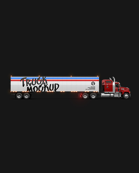 Truck Semi Trailer Mockup - Side View