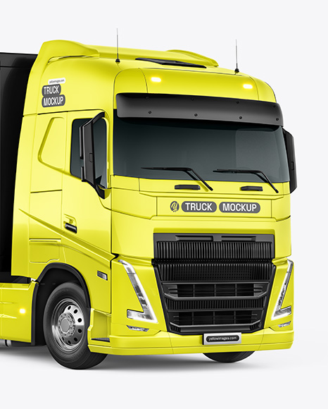 Semi Trailer Truck Mockup - Front Half Side View