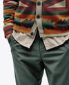 Young Man Wearing Cardigan and Shirt Mockup