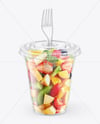 Clear Plastic Cup with Fruits Dessert Mockup