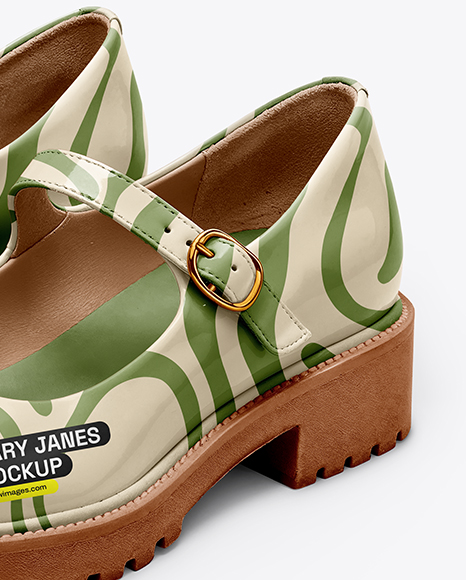 Pair of Patent Leather Mary Janes Mockup