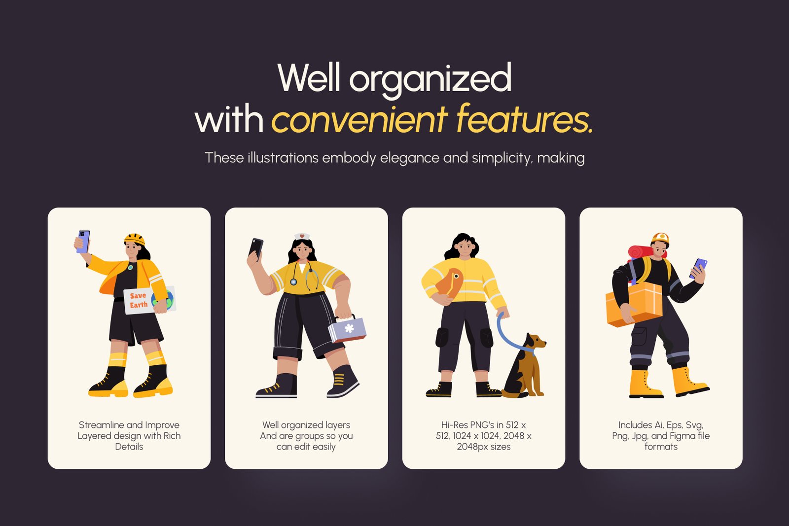 Volunteer Illustration Art Set