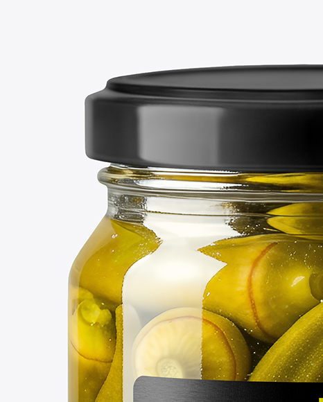 Glass Jar with Pickled Okra Mockup