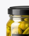 Glass Jar with Pickled Okra Mockup