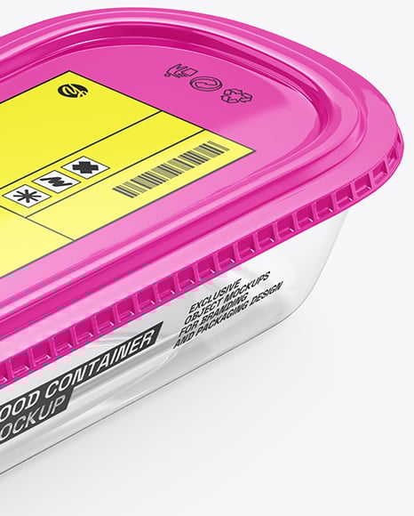 Clear Plastic Container with Glossy Plastic Lid Mockup
