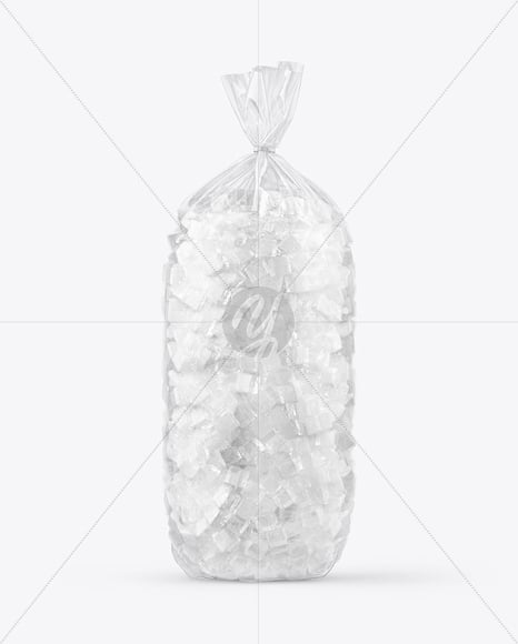 Clear Plastic Bag with Ice Cubes Mockup