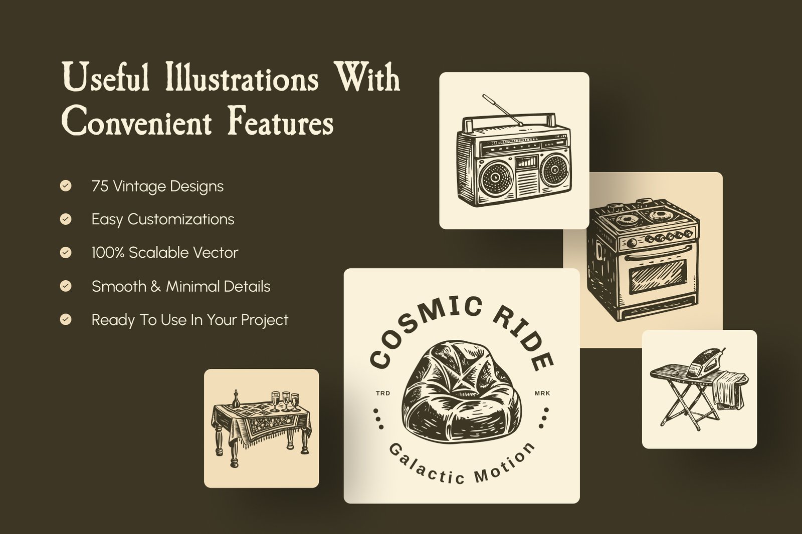 Vintage Home Illustration Set