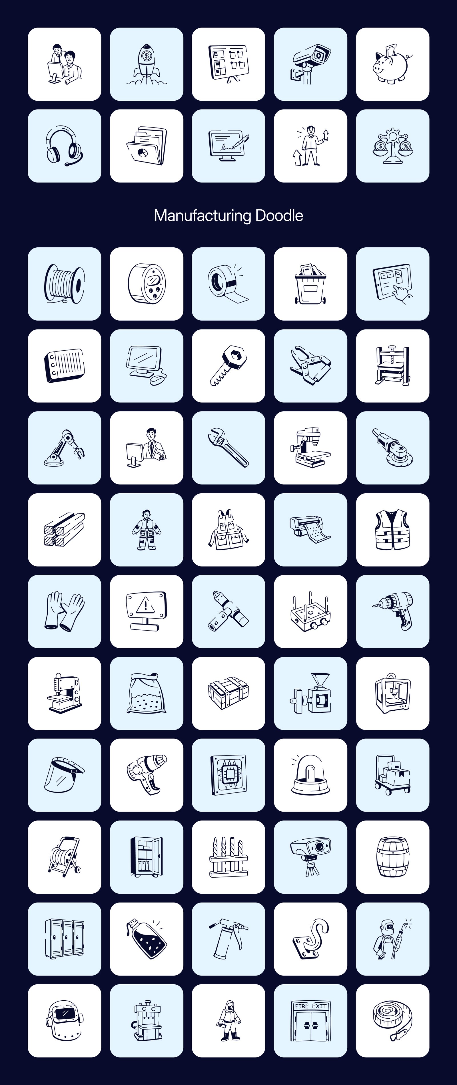 Business and Tech Doodle Icons