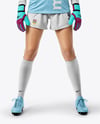 Female Soccer Goalkeeper Wearing Long Sleeve Jersey and Shorts Mockup