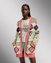 Young Black Woman Wearing Cardigan and T-shirt Mockup