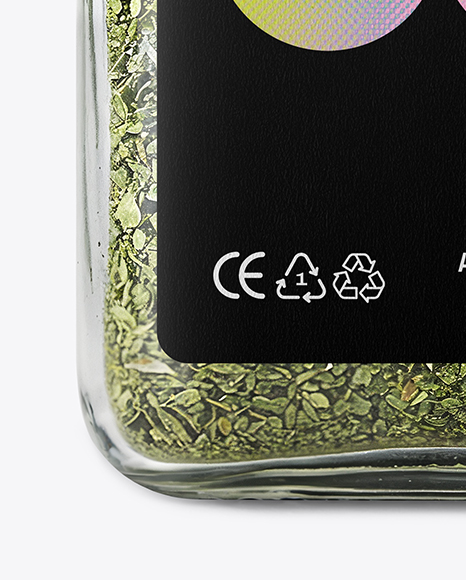 Square Glass Jar with Parsley Flakes Mockup