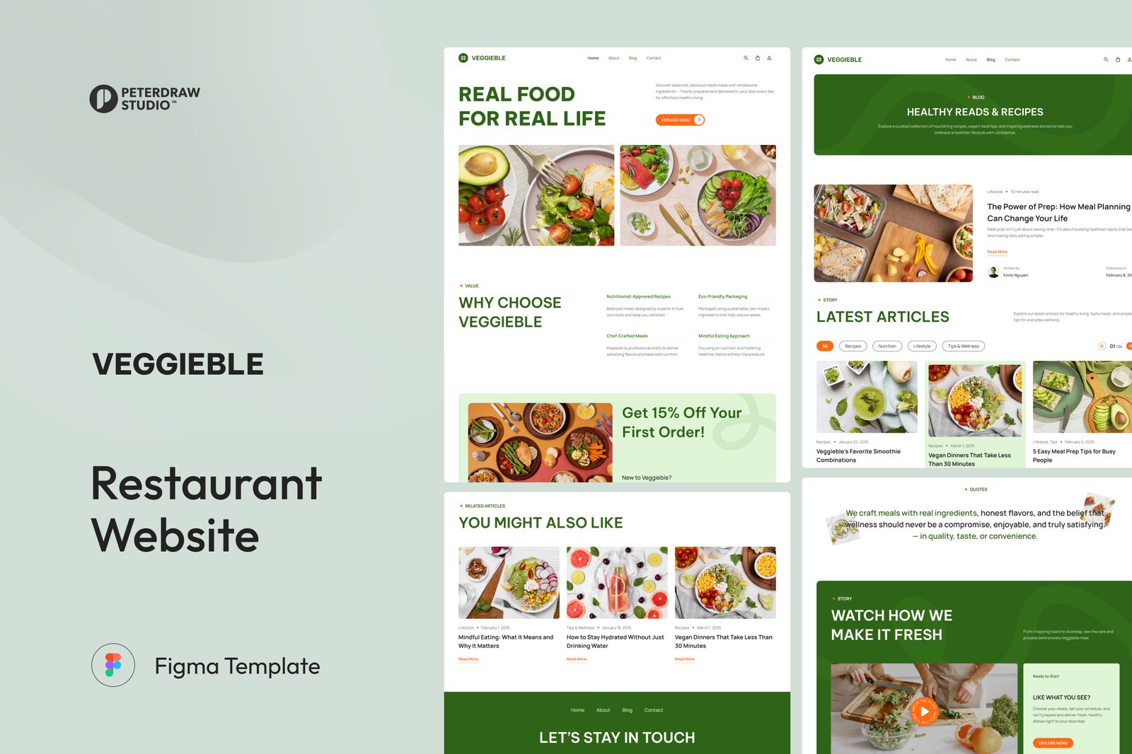 Veggieble – Healthy Food Catering Website UI Figma Template