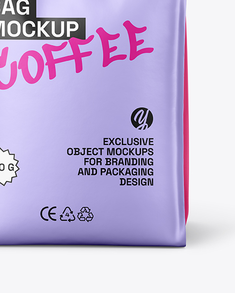 Matte Coffee Bag with Valve Mockup